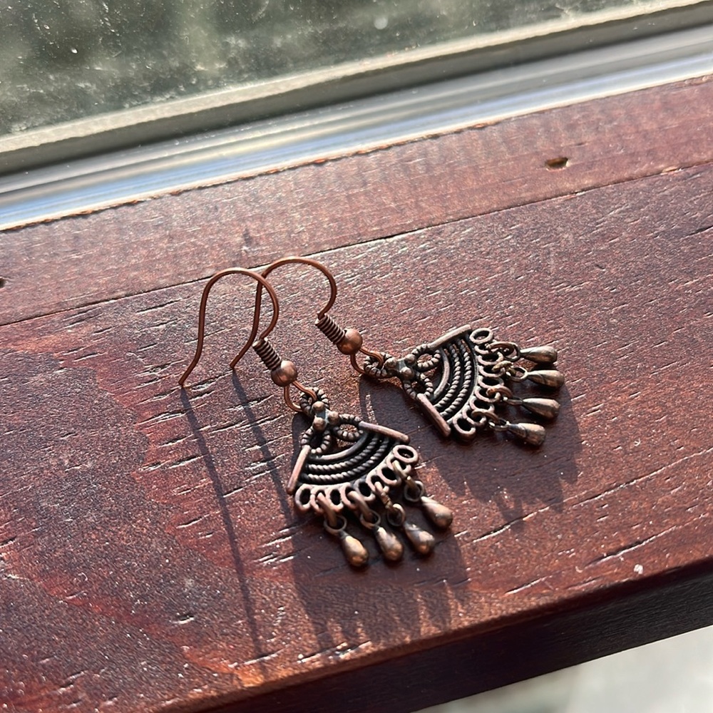 Copper chandelier earrings